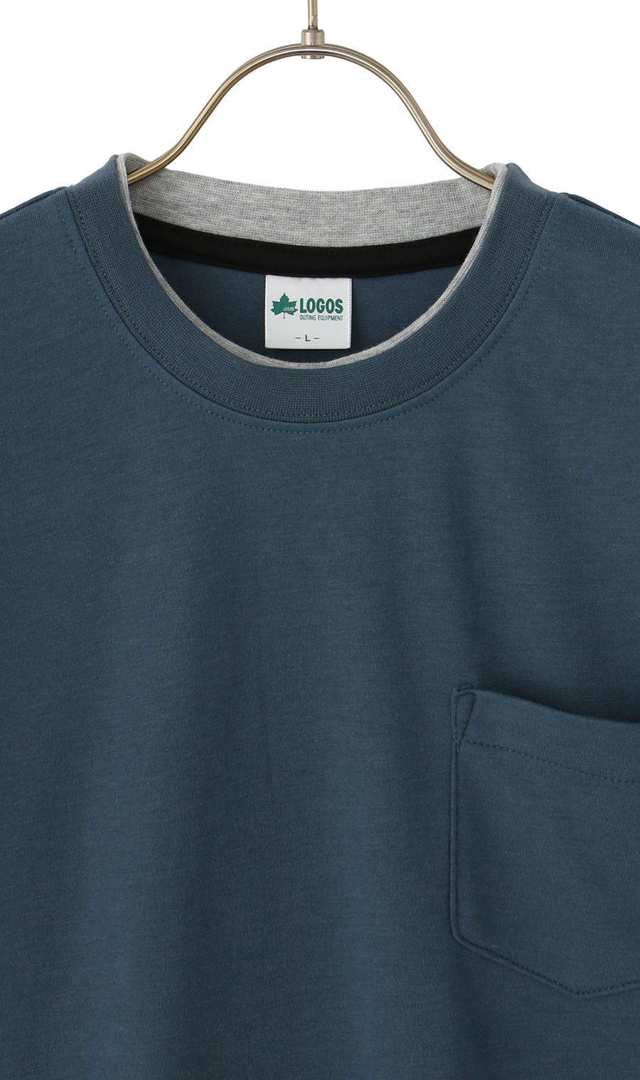 フェイクレイヤードTシャツ ブルー M