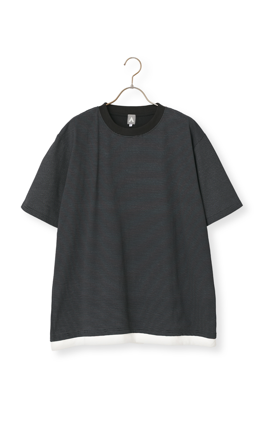 プリントボーダーTシャツ【半袖】 ブラック M