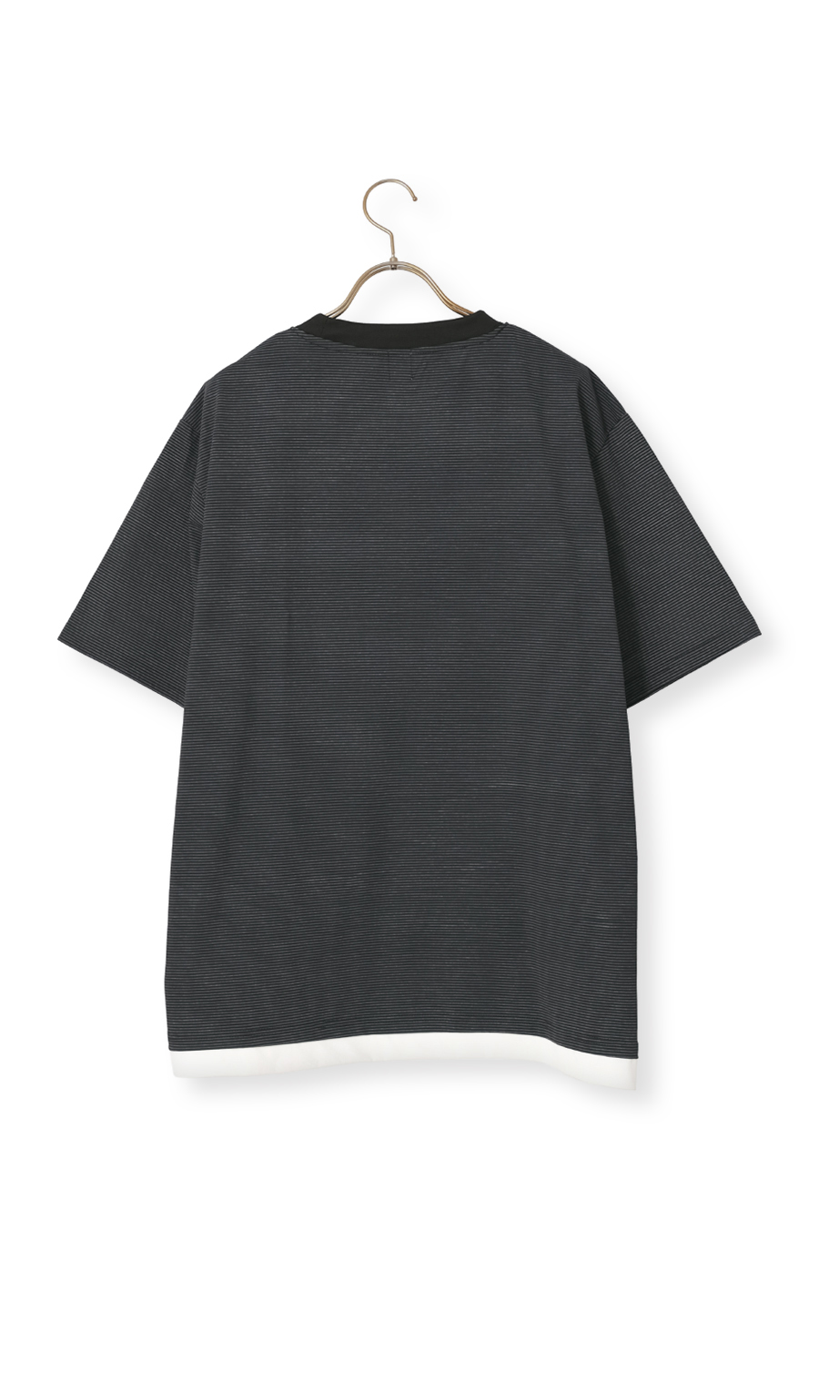 プリントボーダーTシャツ【半袖】 ブラック M
