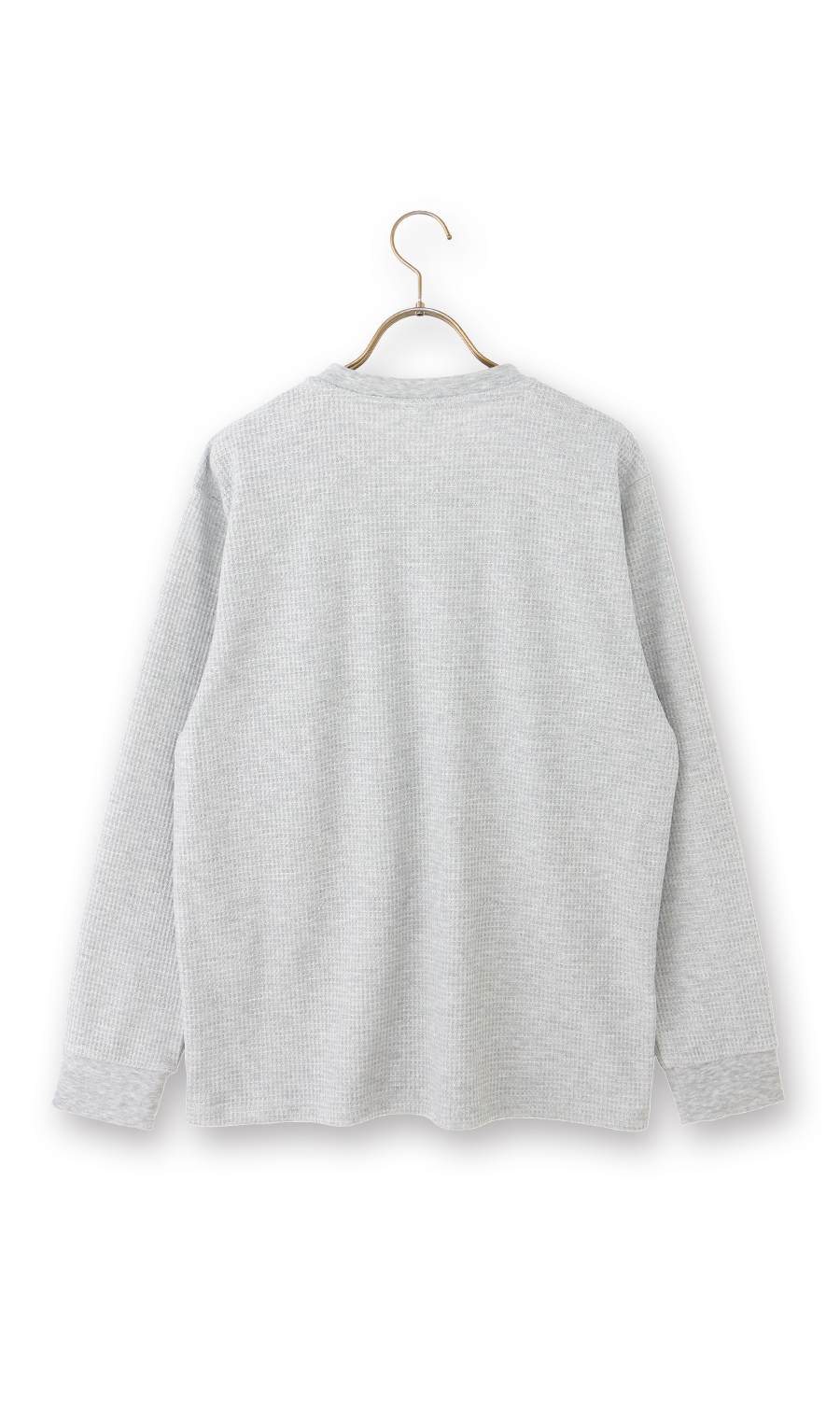 ワッフルヘンリーネックTシャツ【LOGOS】 ライトグレー L