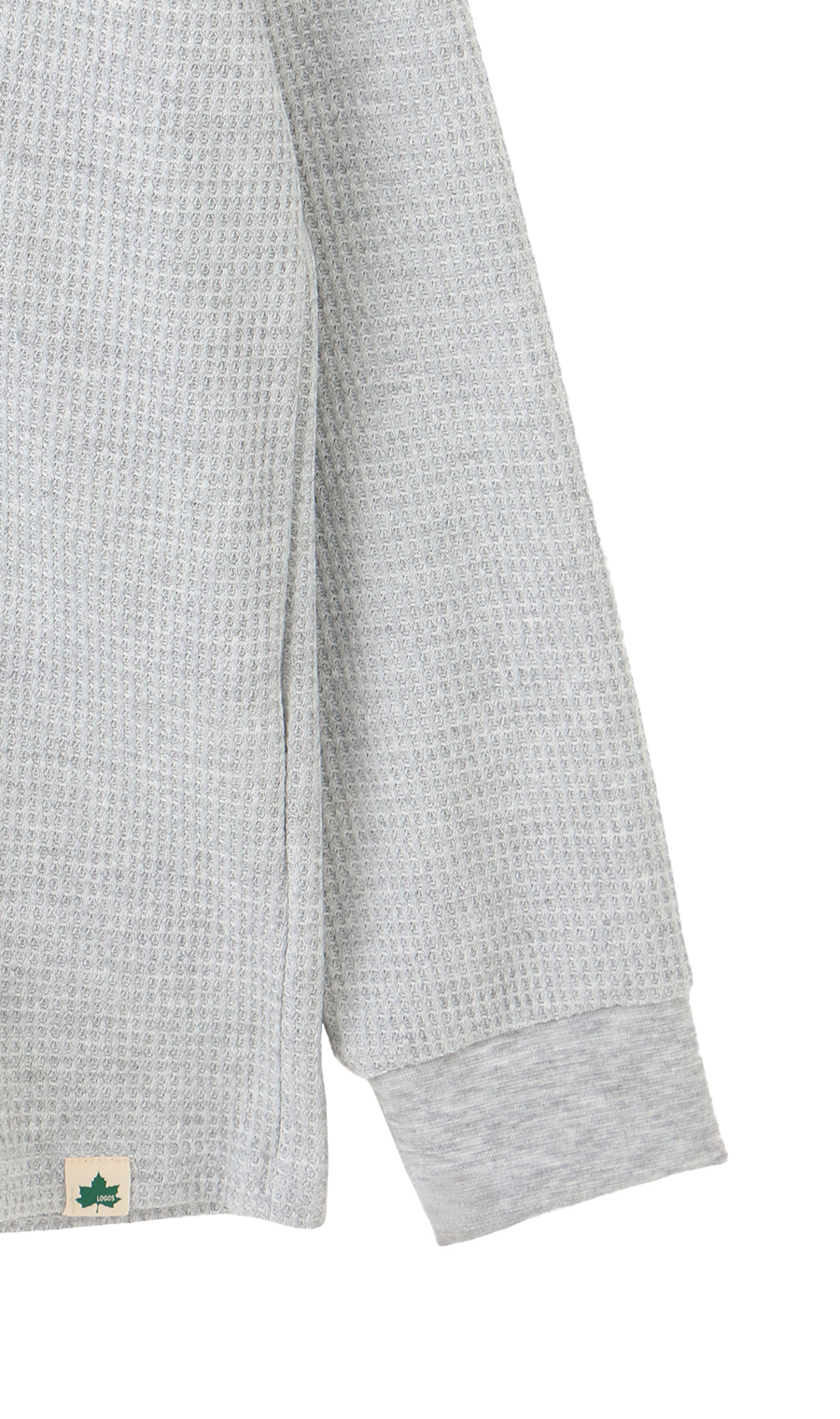 ワッフルヘンリーネックTシャツ【LOGOS】 ライトグレー L