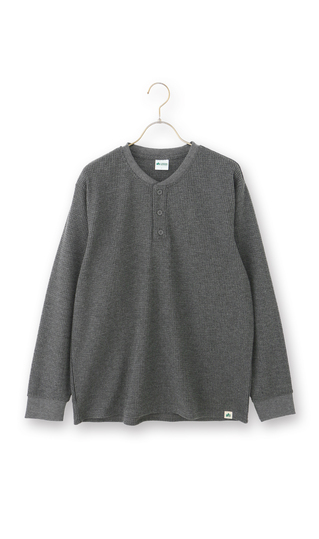 ワッフルヘンリーネックTシャツ【LOGOS】
