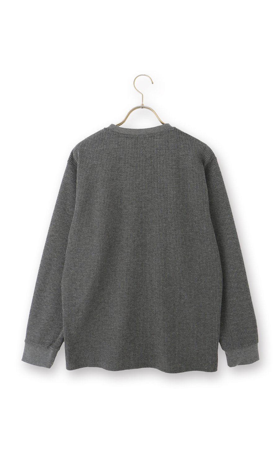 ワッフルヘンリーネックTシャツ【LOGOS】 グレー L