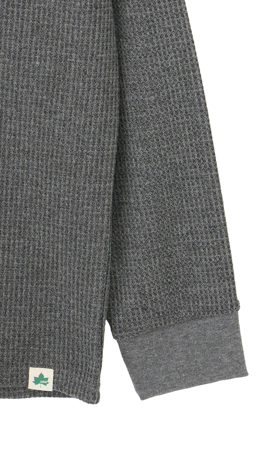 ワッフルヘンリーネックTシャツ【LOGOS】 グレー L