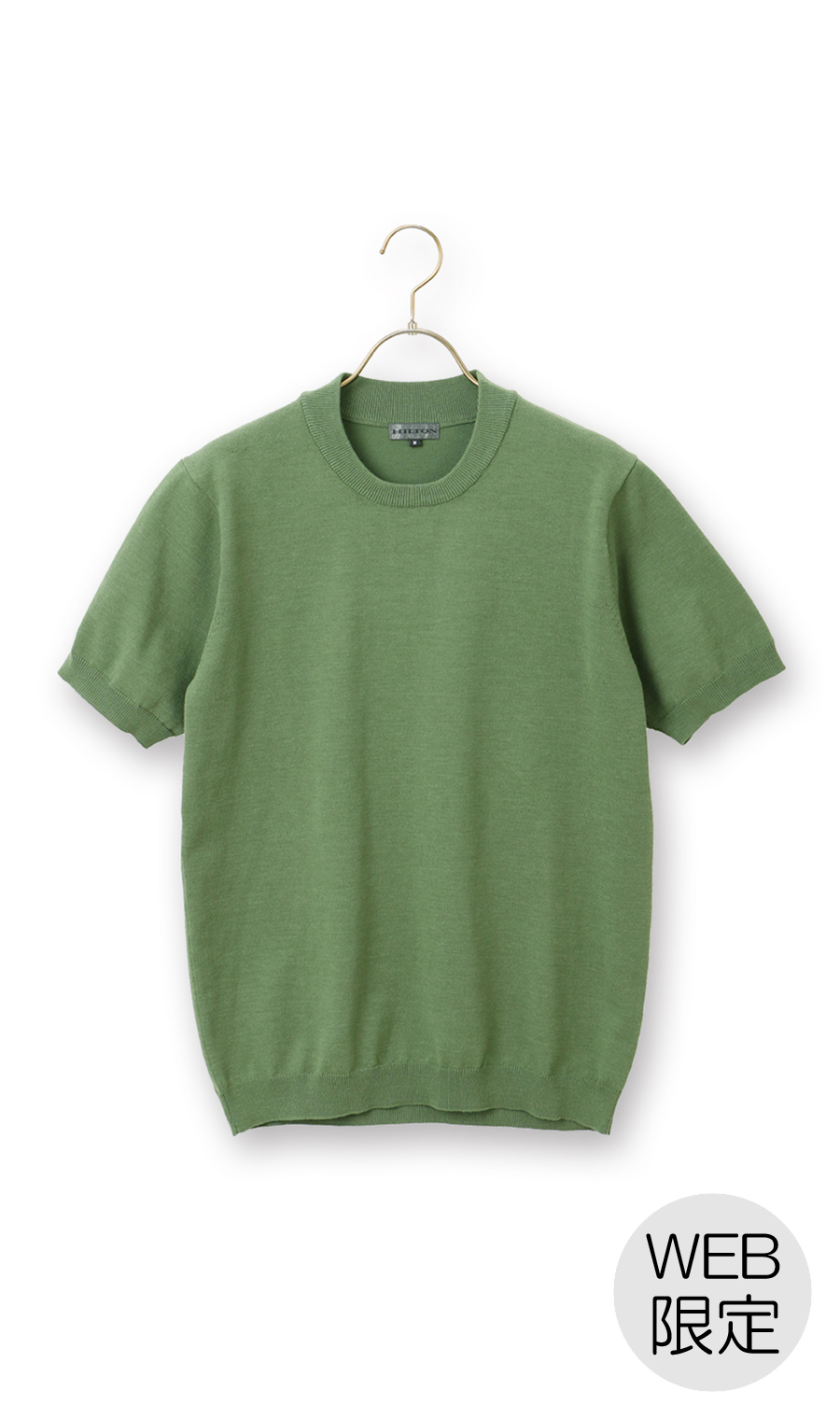 コットンコーデュラ半袖ニットＴ【オペラネック】【WEB限定】 グリーン S