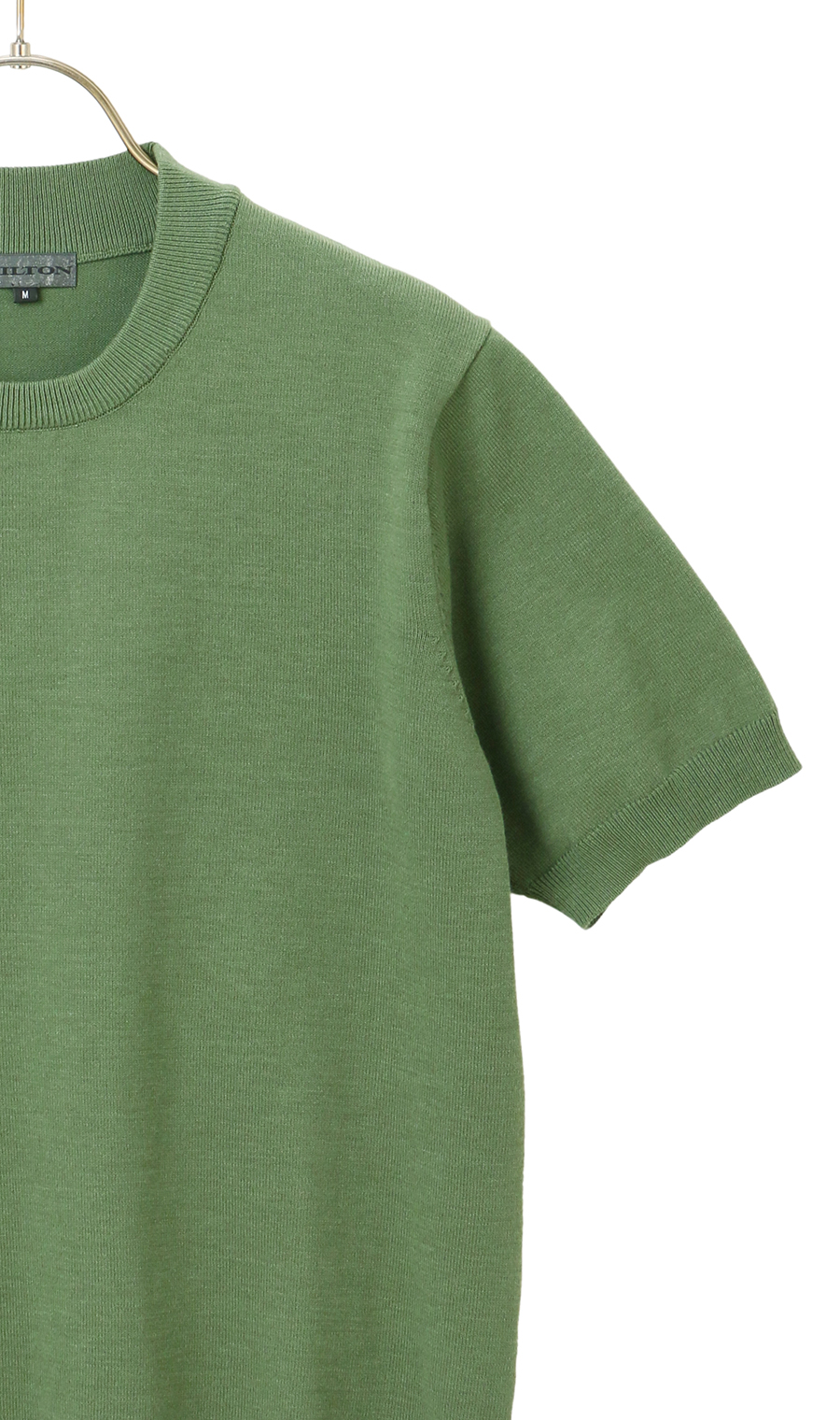 コットンコーデュラ半袖ニットＴ【オペラネック】【WEB限定】 グリーン S