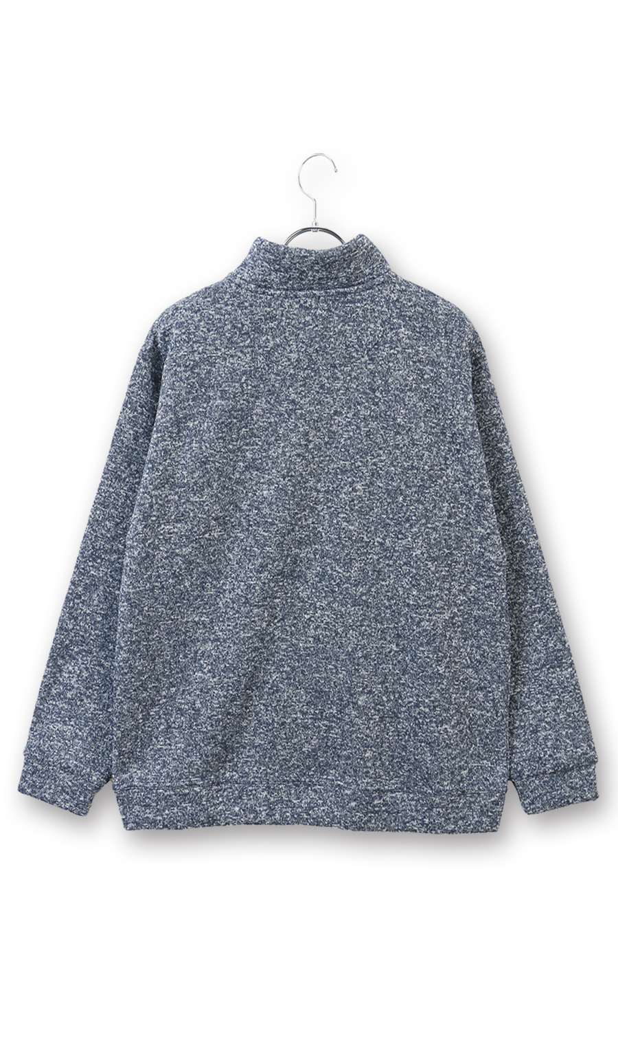 ニットフリースハーフジップトレーナー ブルー M