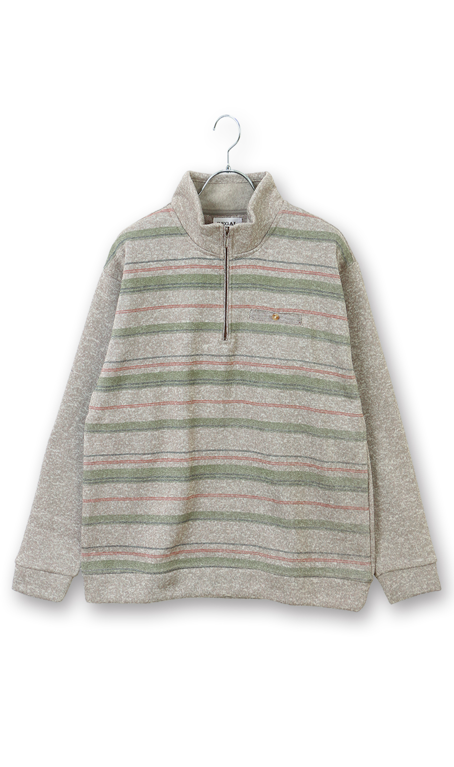 ニットフリースハーフジップトレーナー ベージュ M