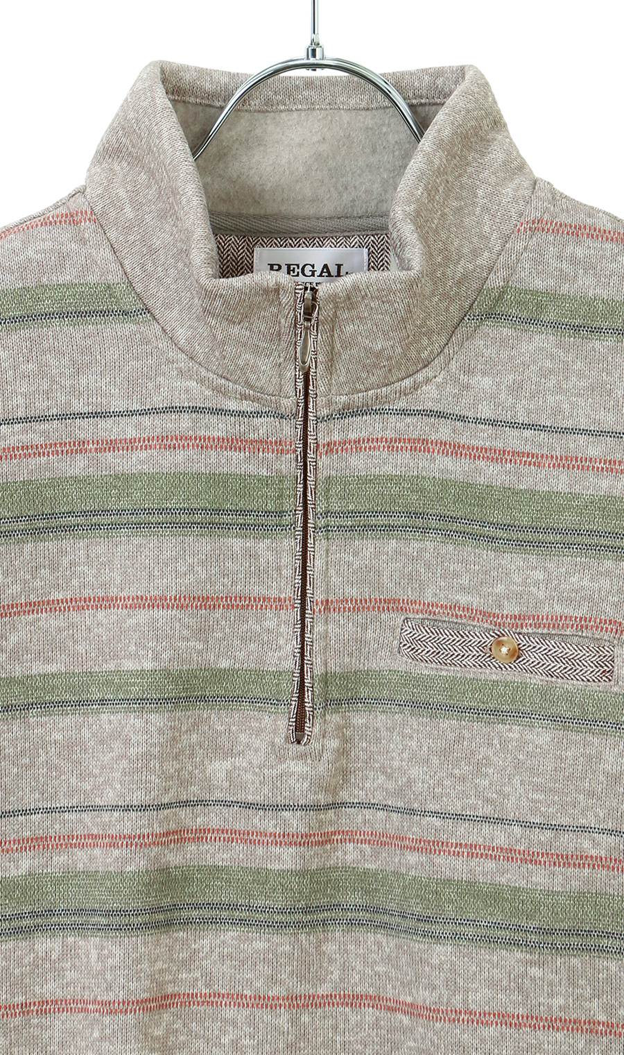 ニットフリースハーフジップトレーナー ベージュ M