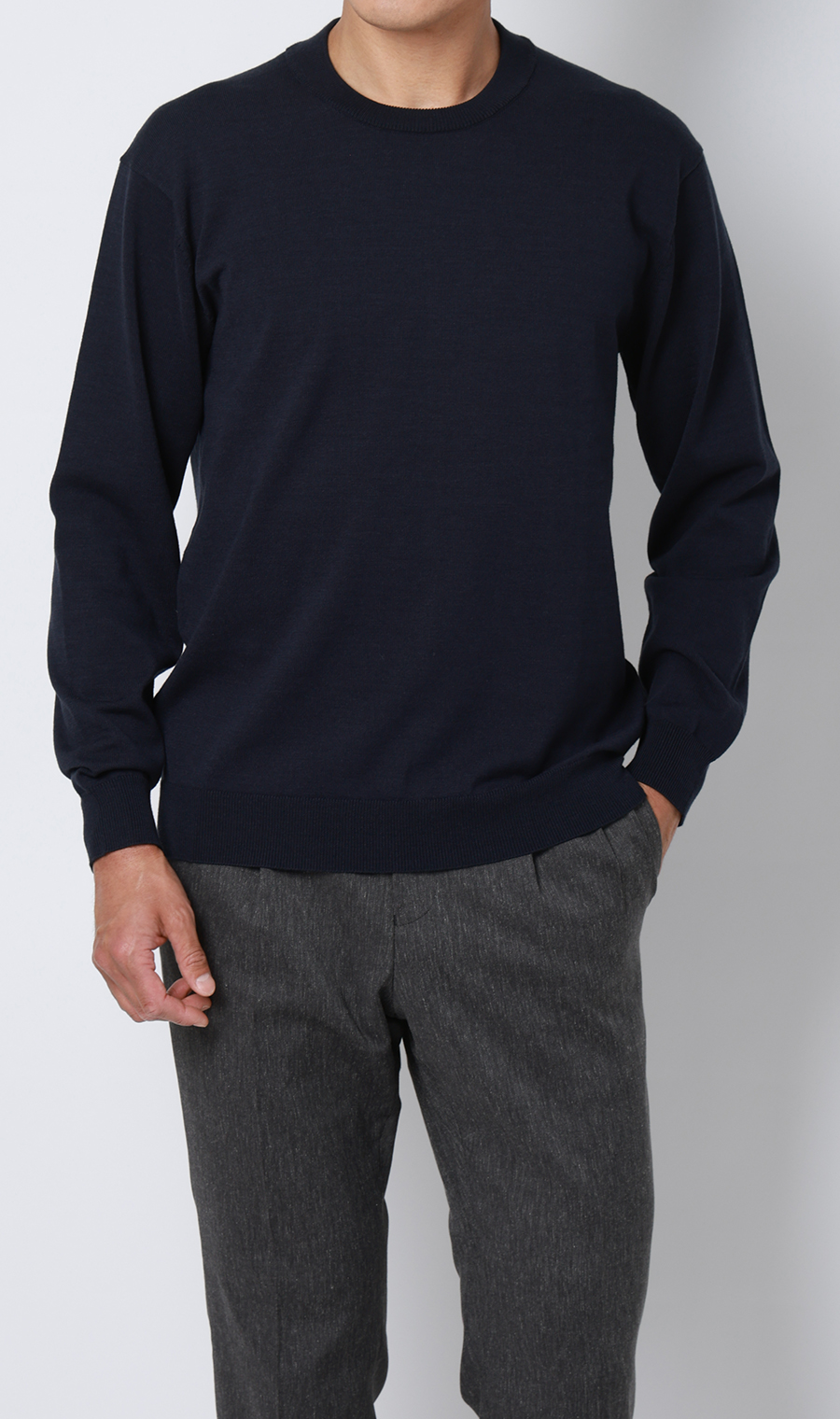 コットンコーデュラ長袖ニットＴ【オペラネック】【TOGA MODEL】【TOGA KNIT】【2026年モデル】 ネイビー S