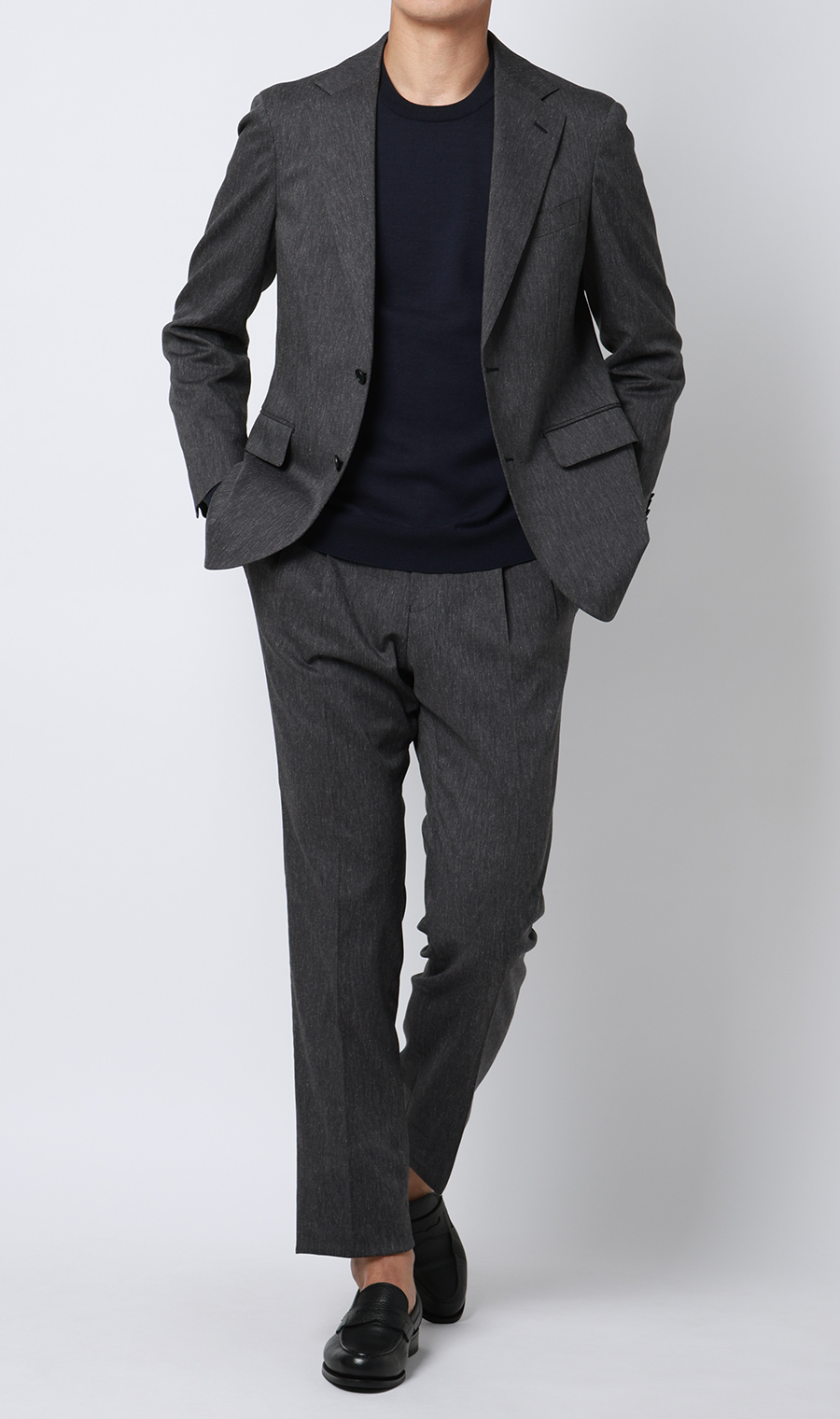 コットンコーデュラ長袖ニットＴ【オペラネック】【TOGA MODEL】【TOGA KNIT】【2026年モデル】 ネイビー S