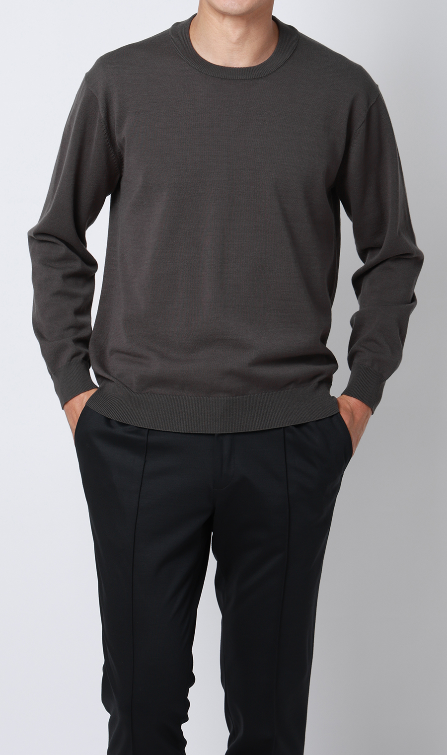 コットンコーデュラ長袖ニットＴ【オペラネック】【TOGA MODEL】【TOGA KNIT】【2026年モデル】 チャコール S