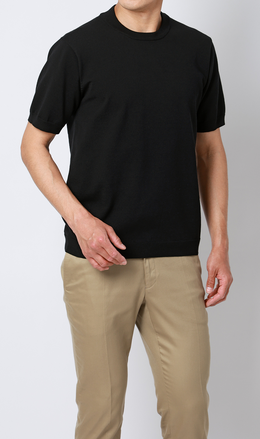 コットンコーデュラ半袖ニットT【オペラネック】【TOGA MODEL】【TOGA KNIT】【2026年モデル】 ブラック S