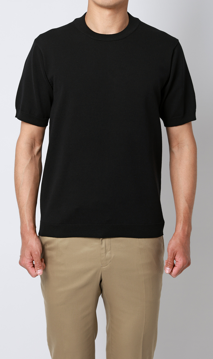 コットンコーデュラ半袖ニットT【オペラネック】【TOGA MODEL】【TOGA KNIT】【2026年モデル】 ブラック S