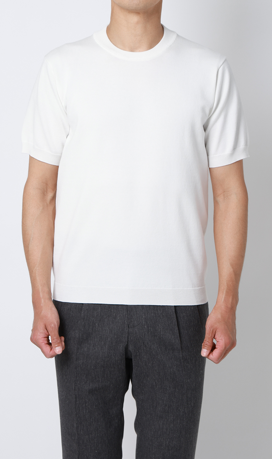 コットンコーデュラ半袖ニットT【オペラネック】【TOGA MODEL】【TOGA KNIT】【2026年モデル】 ホワイト S