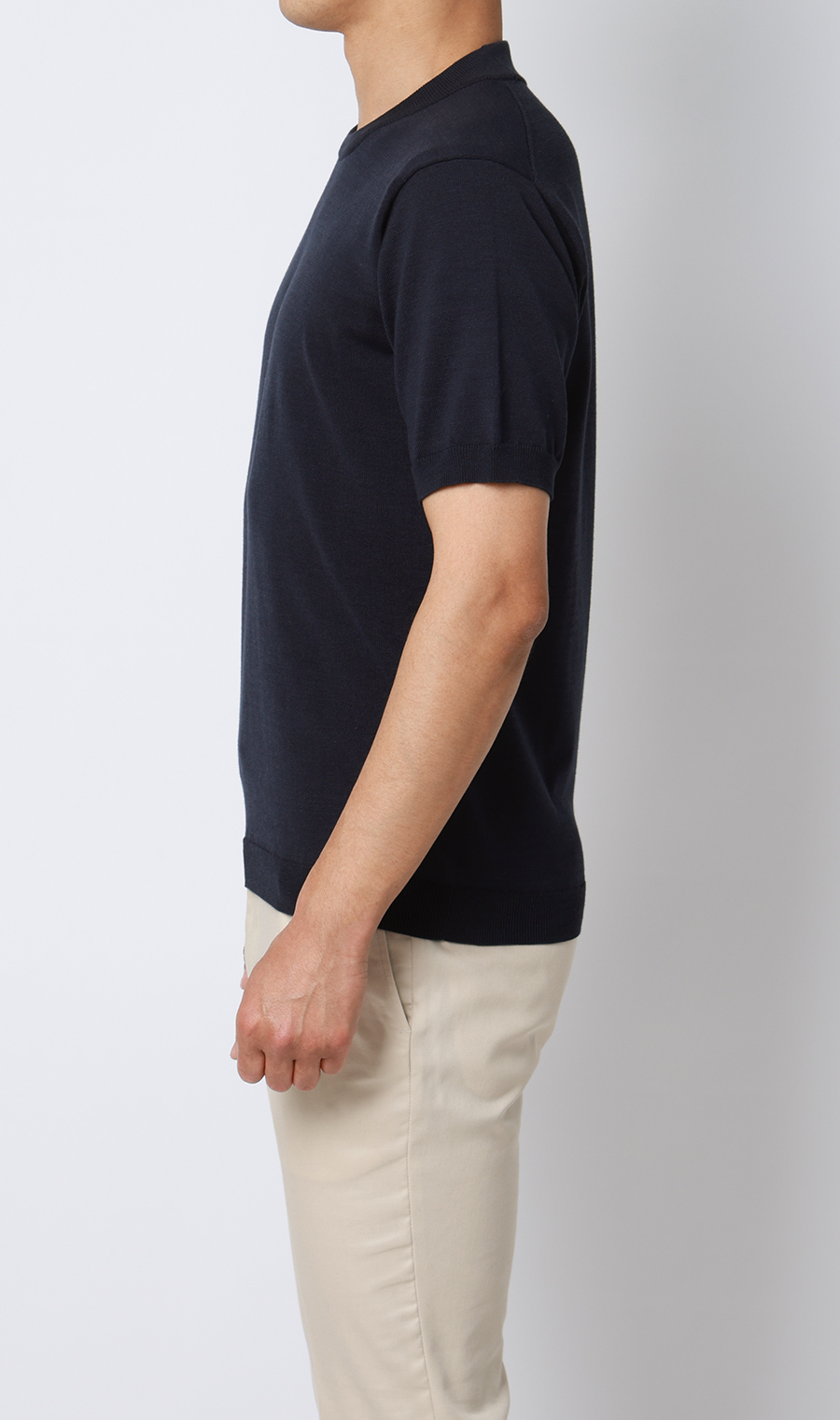 コットンコーデュラ半袖ニットT【オペラネック】【TOGA MODEL】【TOGA KNIT】【2026年モデル】 ネイビー S