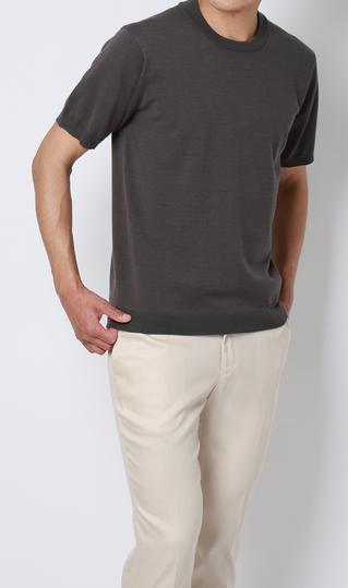 コットンコーデュラ半袖ニットＴ【オペラネック】【TOGA MODEL】【TOGA KNIT】【2026年モデル】