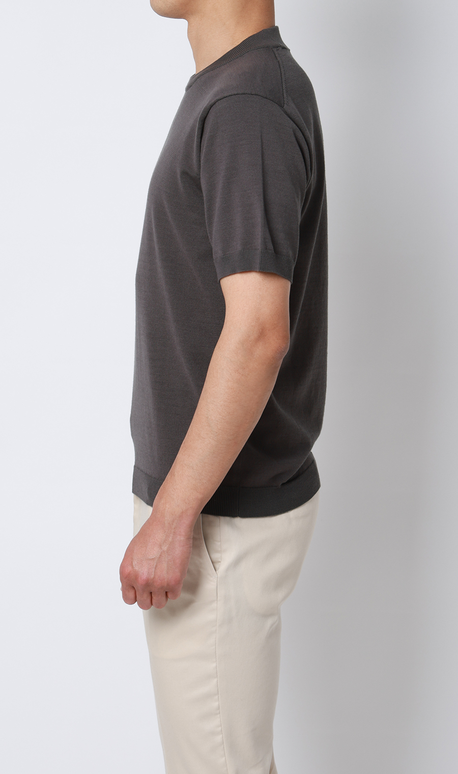 コットンコーデュラ半袖ニットT【オペラネック】【TOGA MODEL】【TOGA KNIT】【2026年モデル】 チャコール S