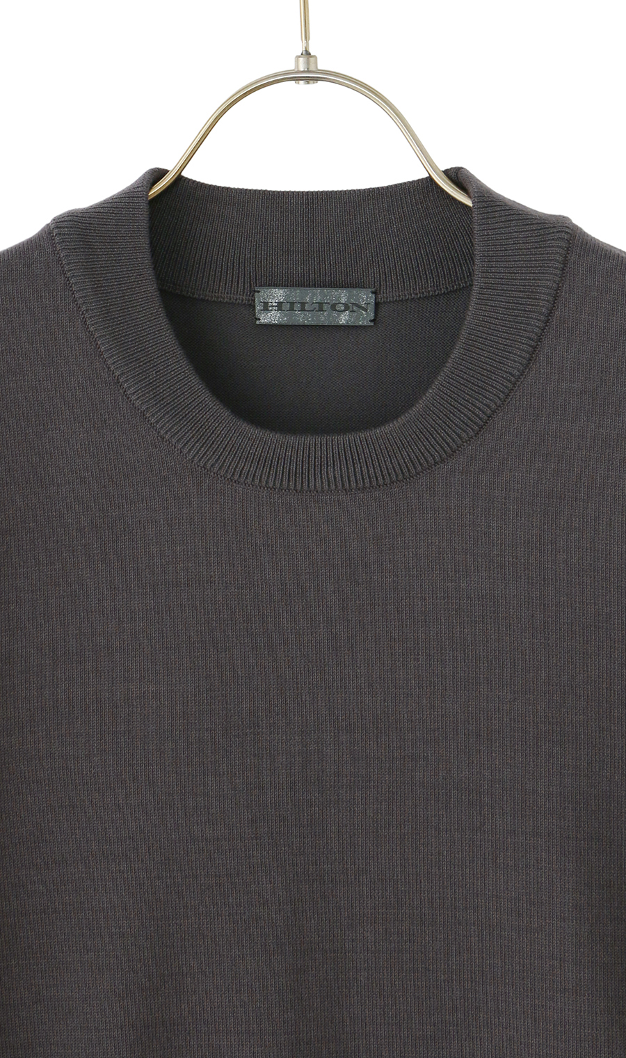 コットンコーデュラ半袖ニットT【オペラネック】【TOGA MODEL】【TOGA KNIT】【2026年モデル】 チャコール S