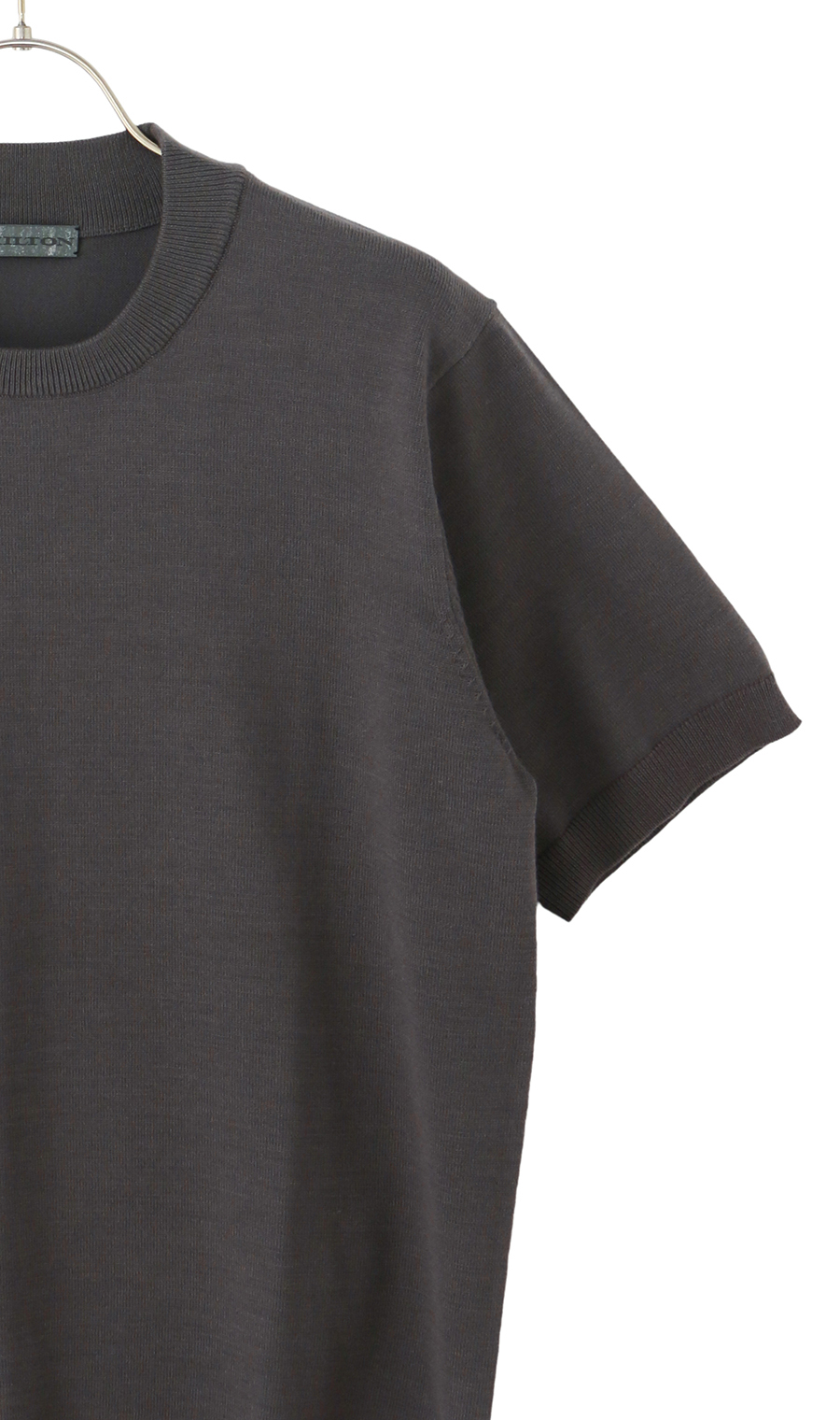 コットンコーデュラ半袖ニットT【オペラネック】【TOGA MODEL】【TOGA KNIT】【2026年モデル】 チャコール S