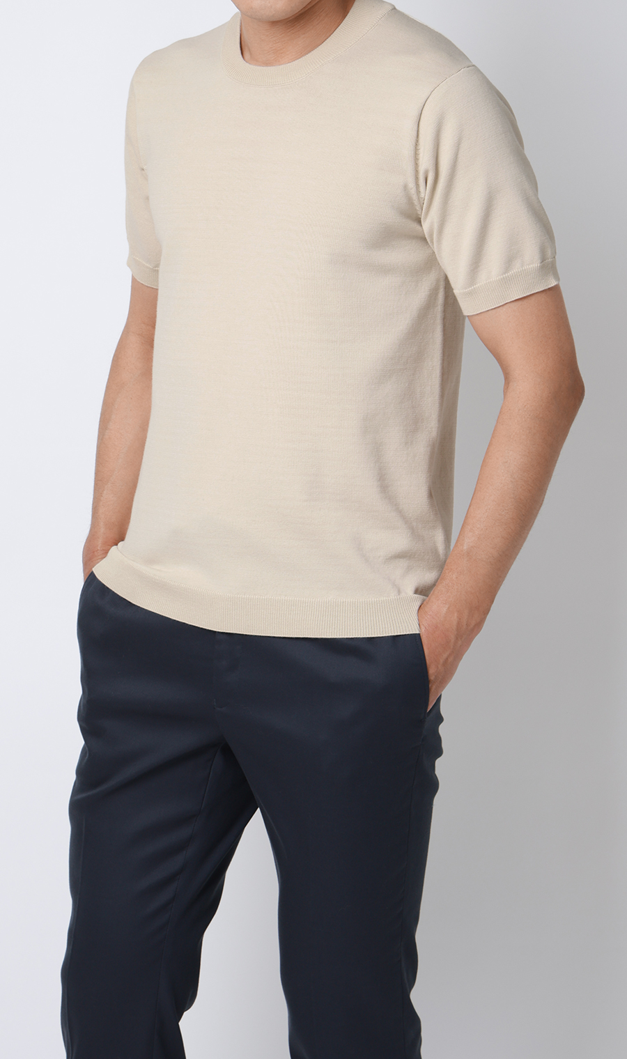 コットンコーデュラ半袖ニットT【オペラネック】【TOGA MODEL】【TOGA KNIT】【2026年モデル】【WEB限定】 ベージュ S