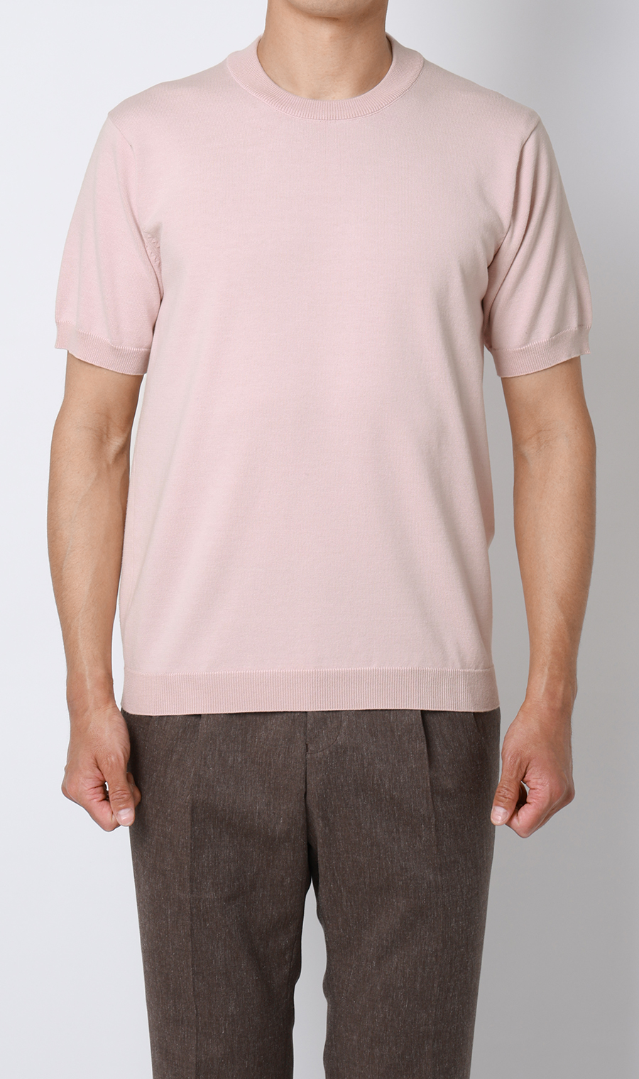 コットンコーデュラ半袖ニットT【オペラネック】【TOGA MODEL】【TOGA KNIT】【2026年モデル】 ピンク S