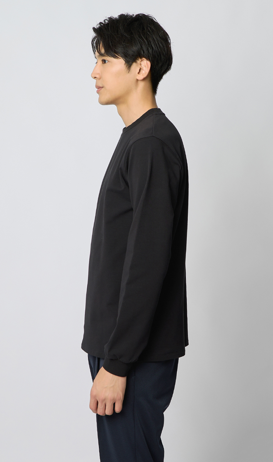 クルーネックTシャツ【長袖】 ブラック S