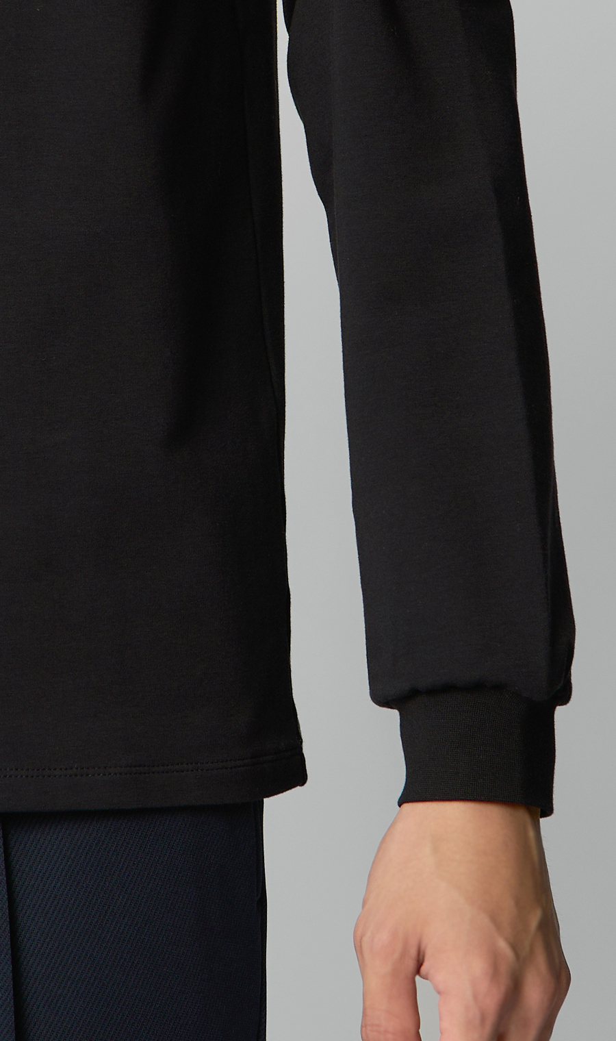 クルーネックTシャツ【長袖】 ブラック S