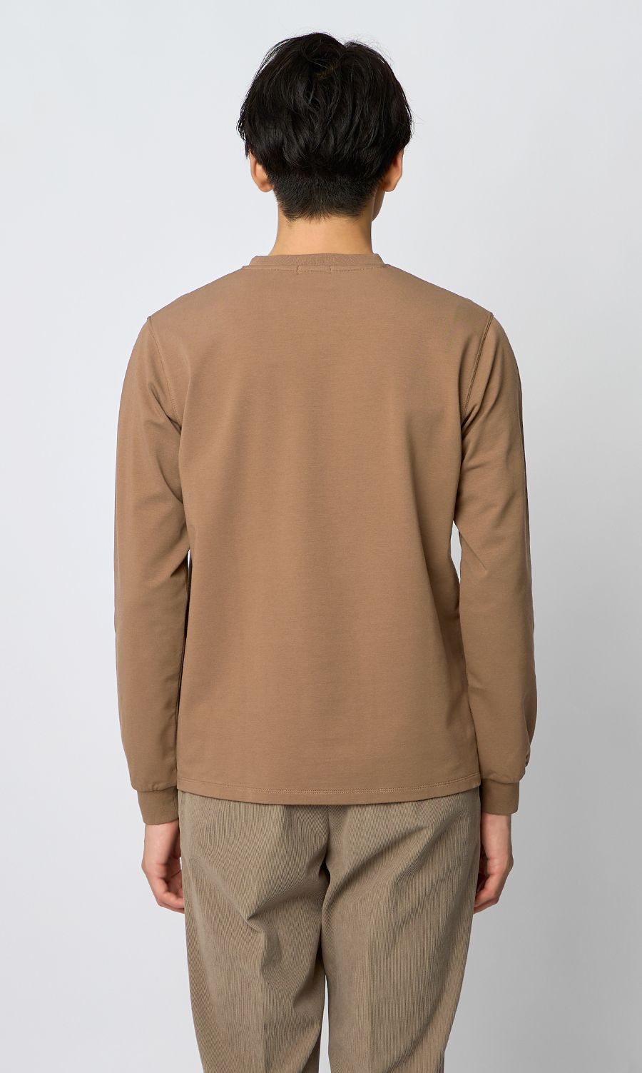 クルーネックTシャツ【長袖】 ブラウン S