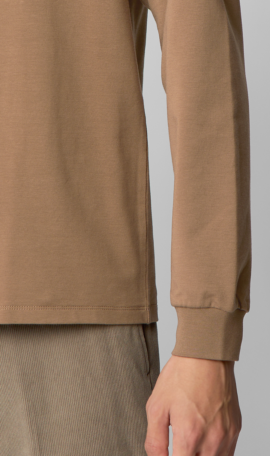 クルーネックTシャツ【長袖】 ブラウン S