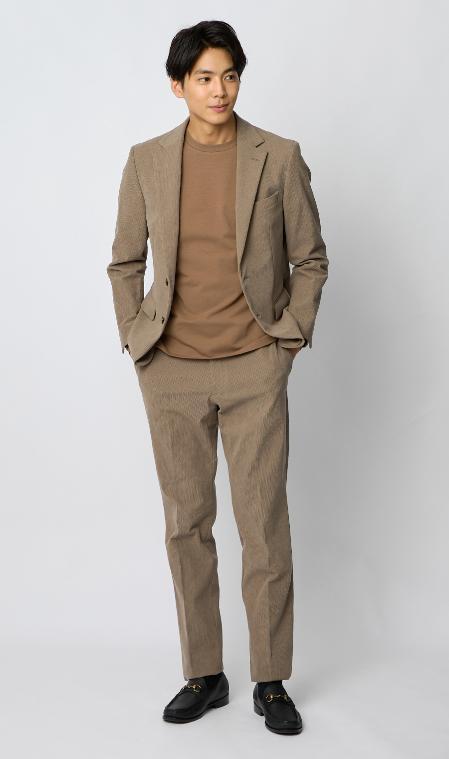 クルーネックTシャツ【長袖】 ブラウン S