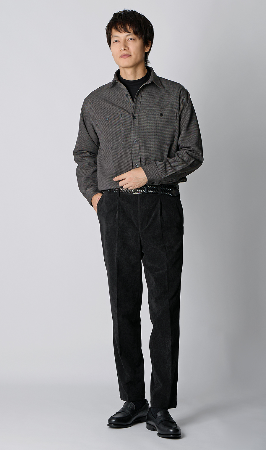 モックネックTシャツ【長袖】 ブラック S