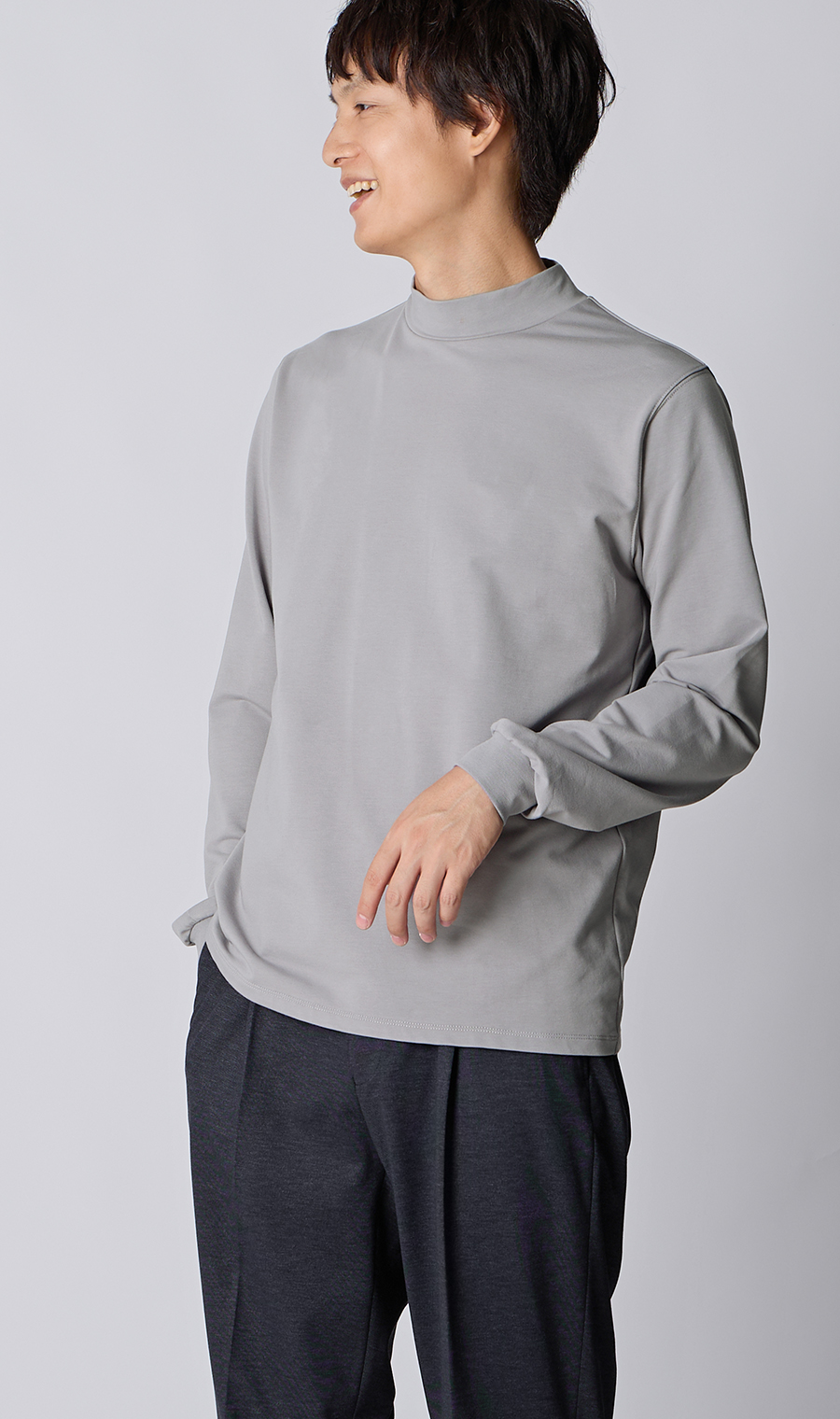 coco 中古 ワック WAAC メンズ 長袖シャツ 2(M) グレー モックネック 微起毛 シンプル モックネックTシャツ【長袖】 (ACCS5101-32) | ACTIBIZ | 紳士服