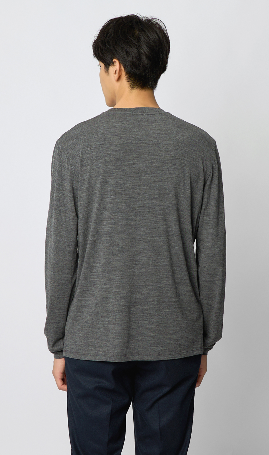 クルーネックロングTシャツ グレー S