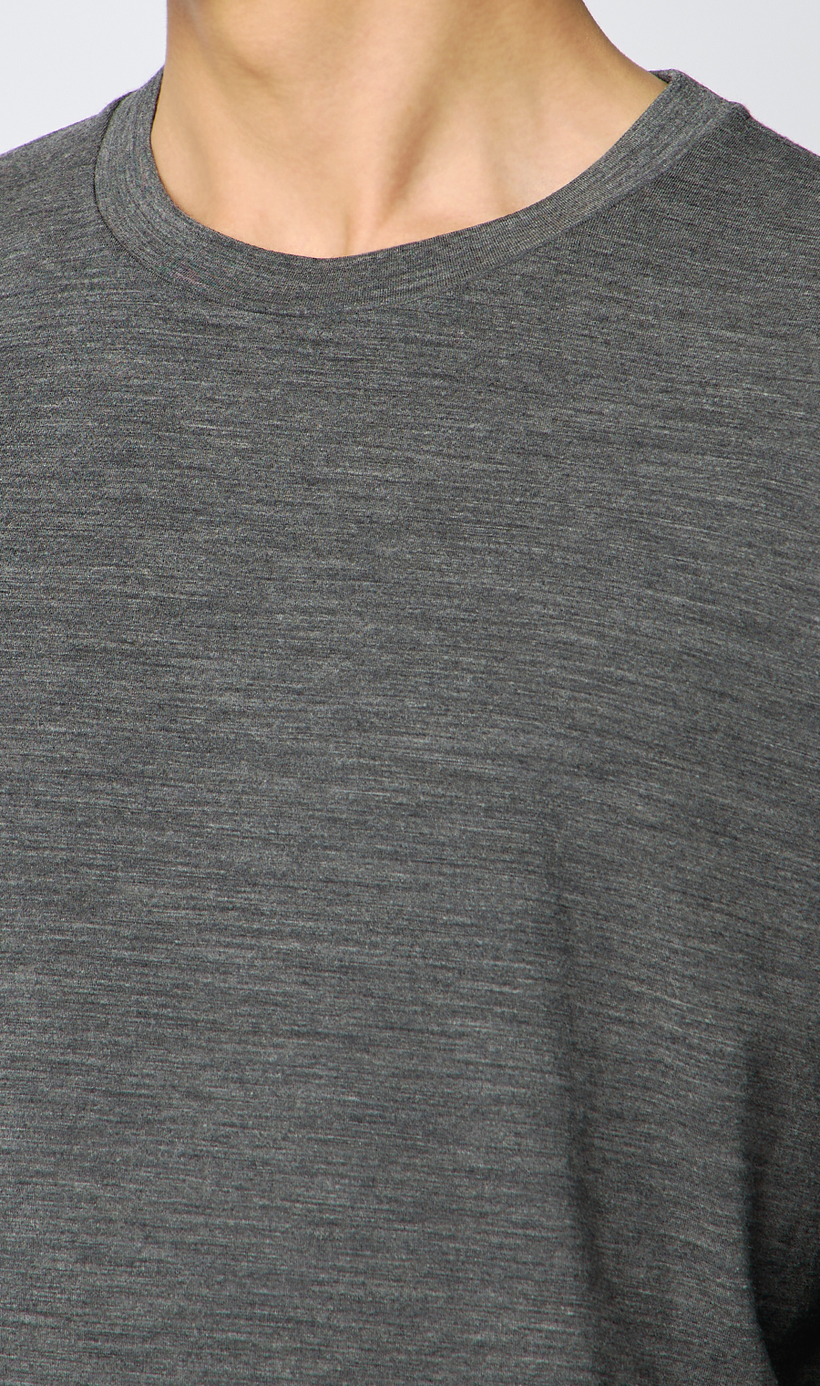 クルーネックロングTシャツ グレー S