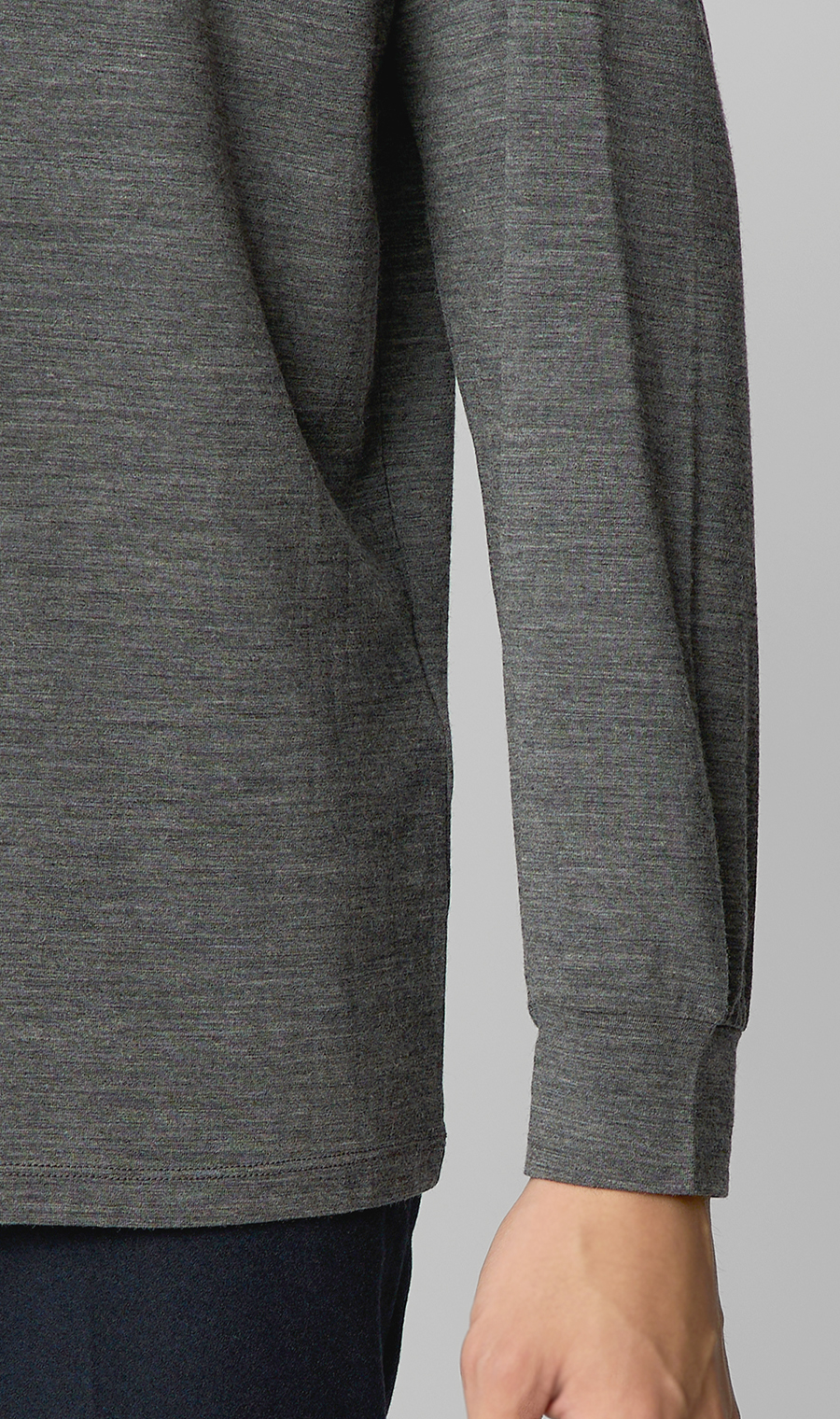 クルーネックロングTシャツ グレー S