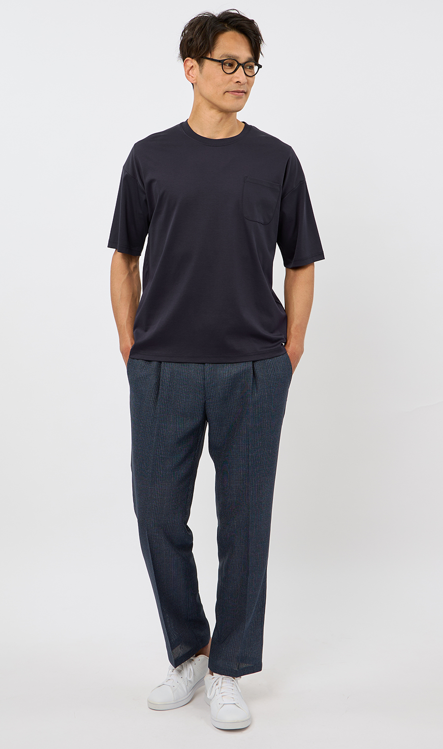 形態安定 Tシャツ【COOL CONTACT】【＃すご】 ネイビー M