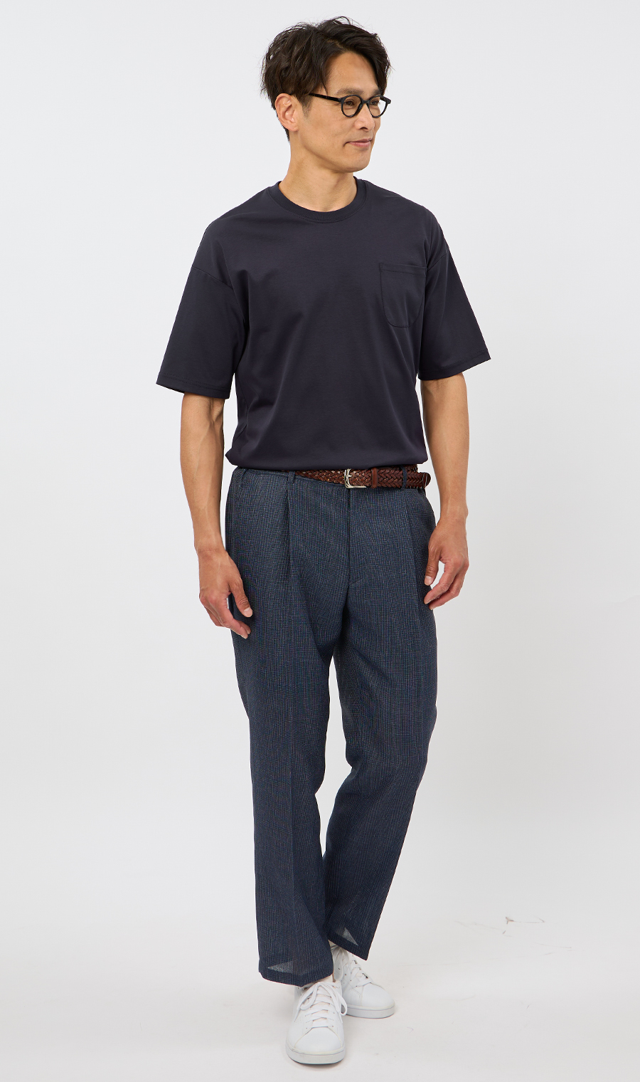 形態安定 Tシャツ【COOL CONTACT】【＃すご】 ネイビー M