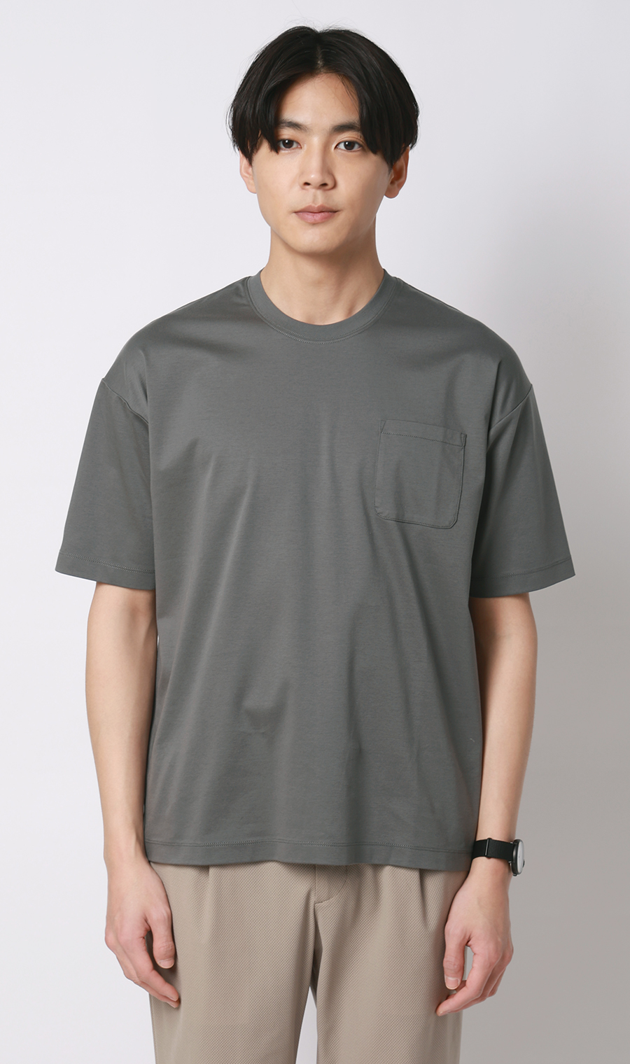 ■形態安定Tシャツ【＃すご】【WEB限定】 チャコール S