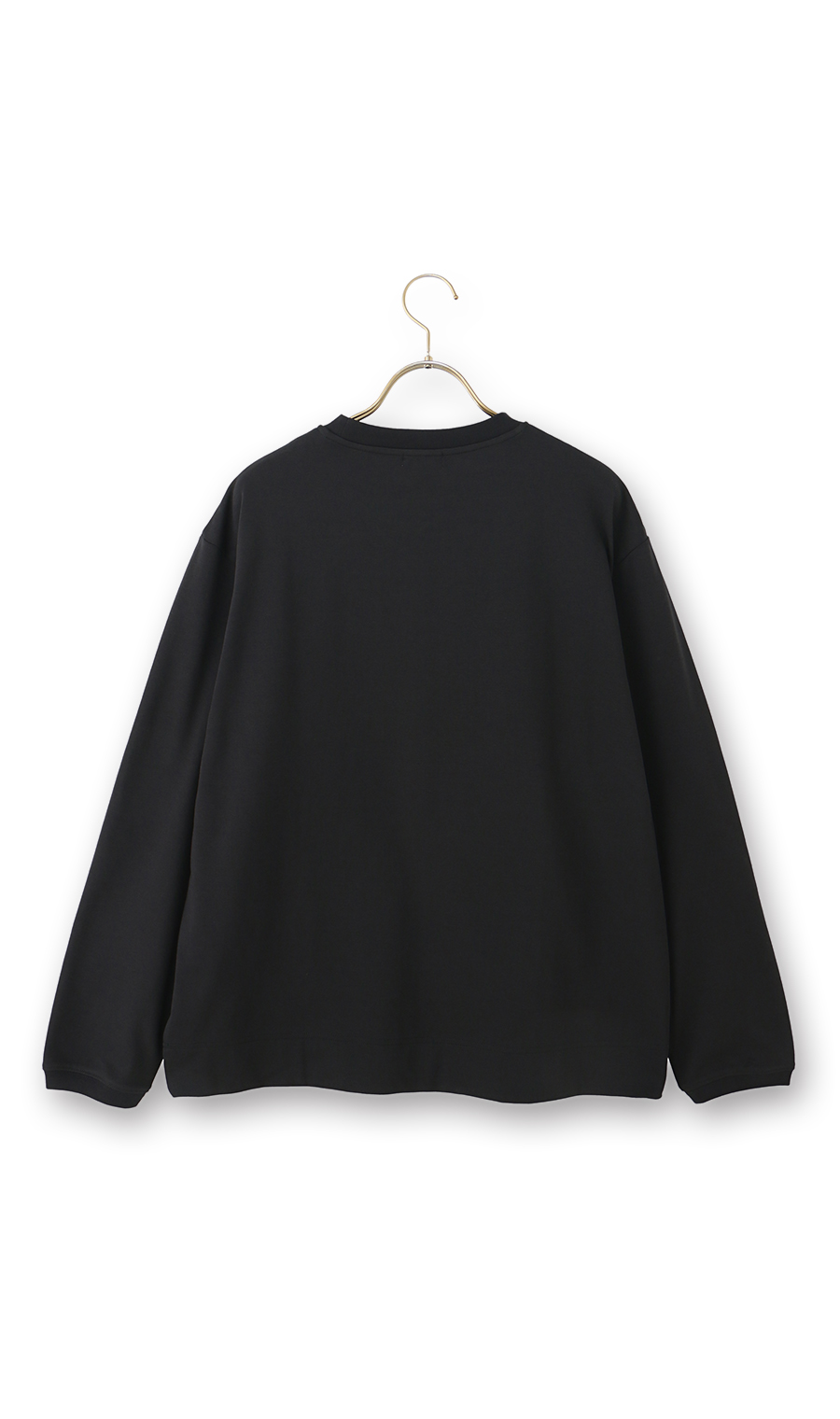 ポンチクルーネックTシャツ【長袖】 ブラック LL