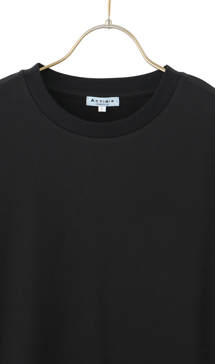 ポンチクルーネックTシャツ【長袖】 ブラック LL