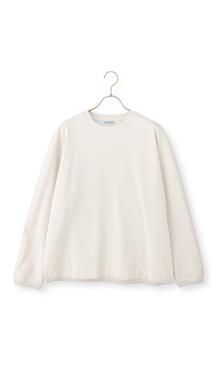 ポンチクルーネックTシャツ【長袖】 オフホワイト 3L