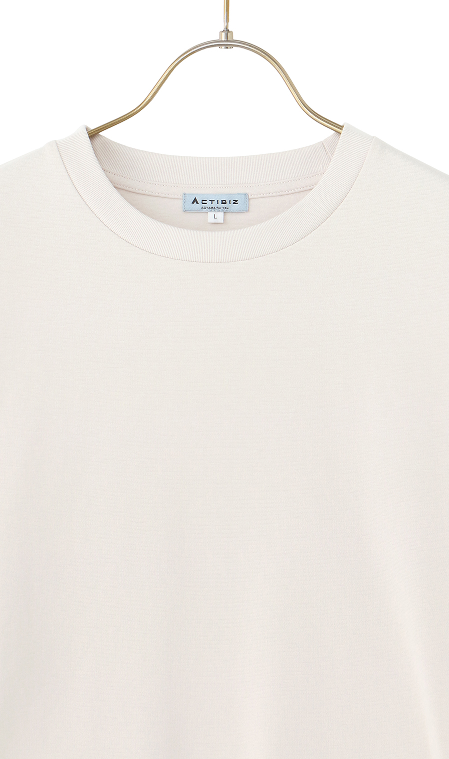 ポンチクルーネックTシャツ【長袖】 オフホワイト 3L