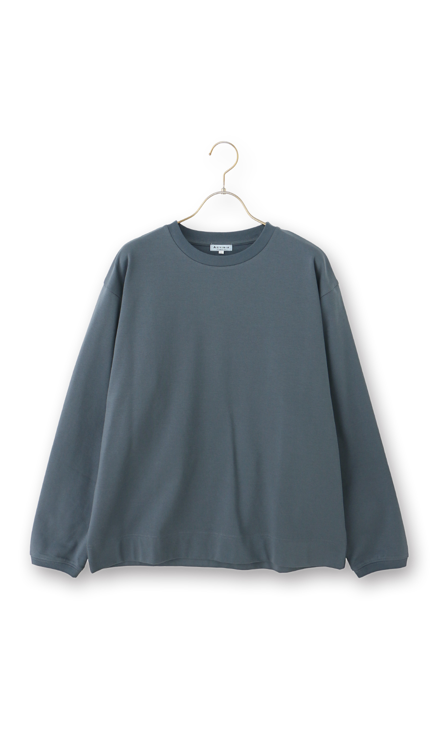 ポンチクルーネックTシャツ【長袖】 ブルー LL