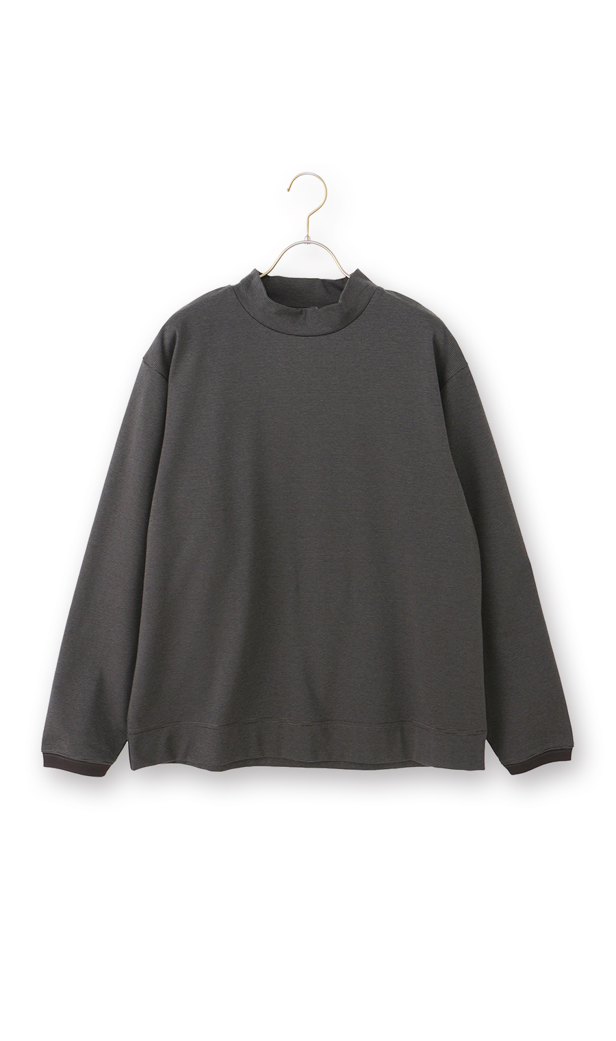 ポンチモックネックTシャツ【長袖】 グレー L