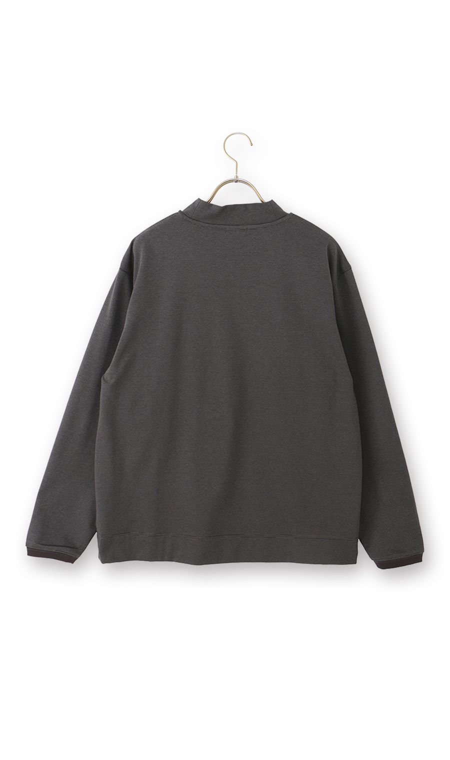 ポンチモックネックTシャツ【長袖】 グレー L