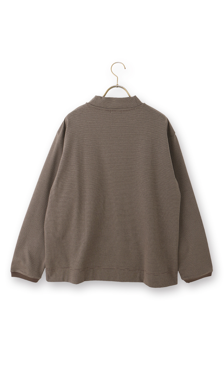 ポンチモックネックTシャツ【長袖】 ブラウン L