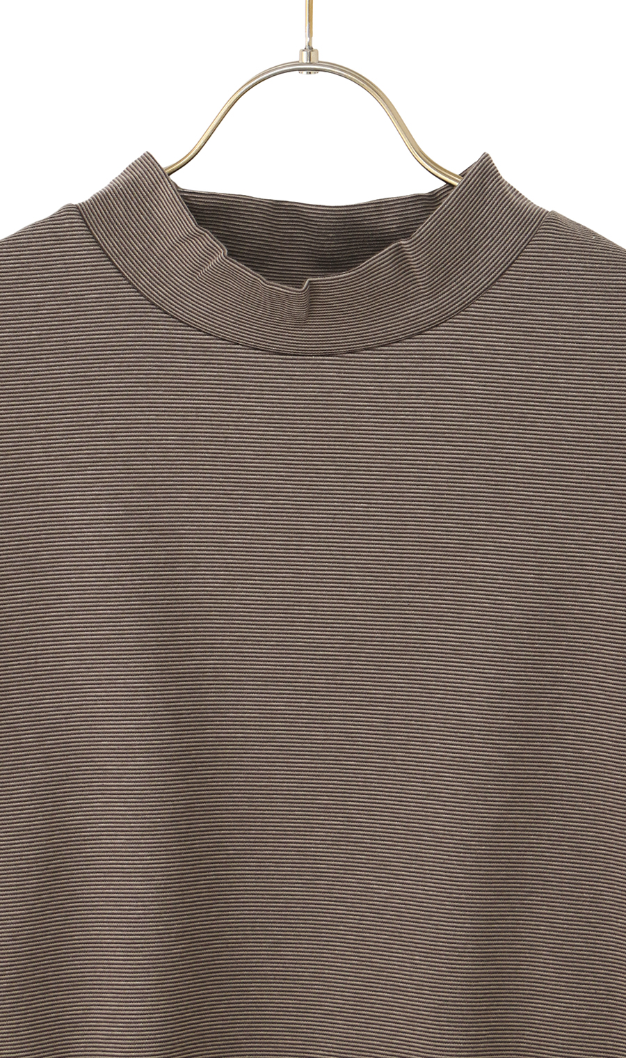 ポンチモックネックTシャツ【長袖】 ブラウン L