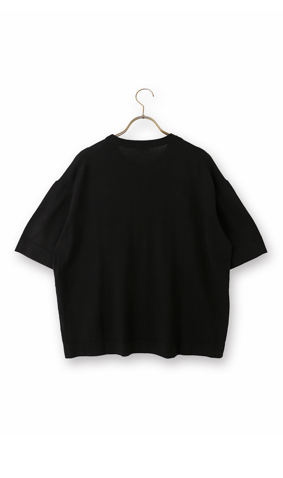 洗えるニットTシャツ【#すご】 ブラック L