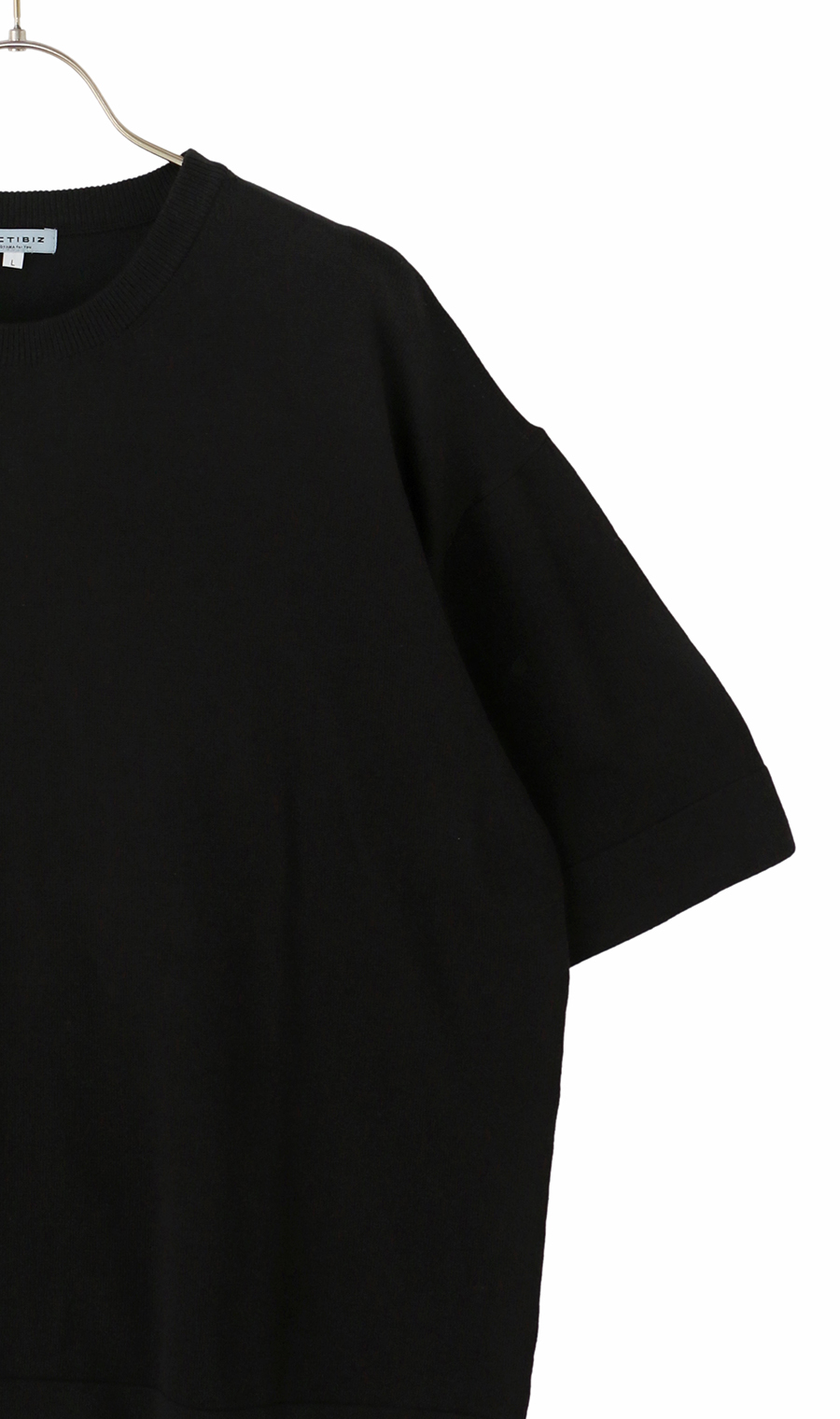 洗えるニットTシャツ【#すご】 ブラック L